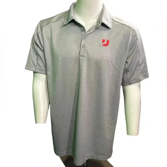 Men's U Polo Golf Shirt XL Gray Polyester Short Sleeve Casual - Picture 1 of 8